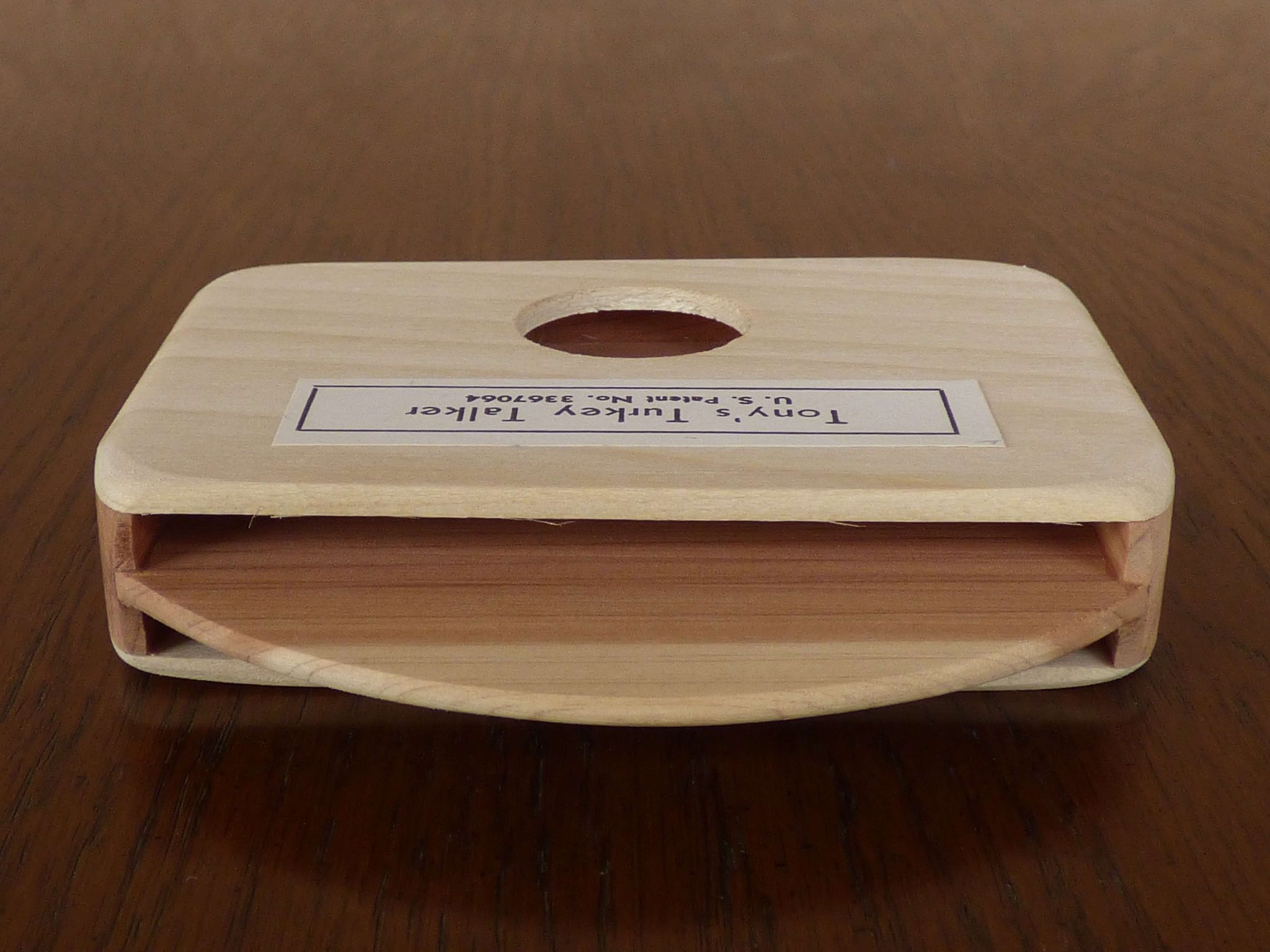Poplar and cedar went into the making of this fine turkey call.